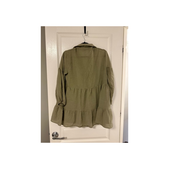 Zara short tiered khaki dress size SMALL - Picture 2 of 6